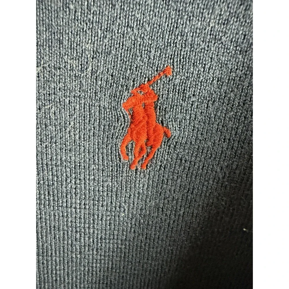 Polo Ralph Lauren Sweater Mens Size L Navy Blue Pima Cotton V‎ Neck Long Sleeve